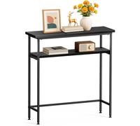 vounot® Table Console à 2 Niveaux Table d’Entrée en Métal et MDF Petite Table de Présentation Bout de Canapé pour Couloir Entrée Salon Bureau Chambre 80x24x80 cm Noir