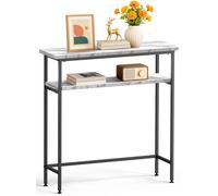 vounot® Table Console à 2 Niveaux Table d’Entrée en Métal et MDF Petite Table de Présentation Bout de Canapé pour Couloir Entrée Salon Bureau Chambre 80x24x80 cm Blanc