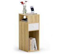 vounot® Table de Chevet Étroite 25x30x66cm Chevet de Lit avec 2 Compartiments Ouverts et 1 Tiroir Table de Nuit Moderne pour Chambre à Coucher et Salon Naturel