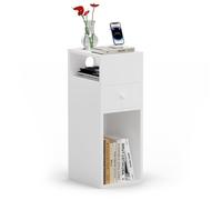 VOUNOT® Table de chevet étroite avec 1 tiroir et 2 compartiments ouverts - 30x25x66cm - table de nuit moderne - blanc