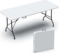 VOUNOT® Table de jardin pliante 180x75 cm Table de camping Table de buffet pliante, blanche