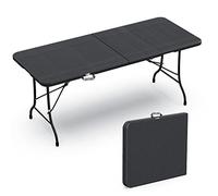 vounot® Table Pliante de Pique Nique 180x75x72cm HDPE 8 Places Rectangulaire Fonction Valise Portable Table Pliable Convient pour la Terrasse, Le Caming, la Plage Noire