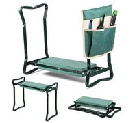 VOUNOT® Tabouret agenouilloir de jardin 2 en 1 pliable - Banc de jardinage avec pochette de rangement et coussin EVA vert