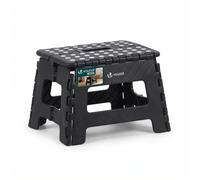 VOUNOT® Tabouret pliant portable 32x25x22cm - Marchepied pliable antidérapant avec poignée - Plastique - Noir