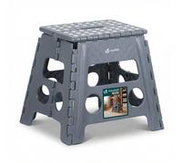 VOUNOT® Tabouret pliant portable 37x30x32.5 cm - Marchepied pliable antidérapant avec poignée - Plastique - Gris