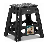 VOUNOT® Tabouret Pliant Portable Marchepied Pliable Antidérapant avec Poignée Tabouret Escabeau Compact pour Cuisine Salle de Bain Jardin Camping 39 x 32 x 40 cm Noir