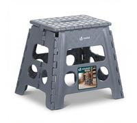 VOUNOT® Tabouret Pliant Portable Marchepied Pliable Antidérapant avec Poignée Tabouret Escabeau Compact pour Cuisine Salle de Bain Jardin Camping 37 x 30 x 32.5 cm Gris