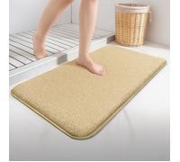 VOUNOT® Tapis de bain antidérapant en microfibre 60x110cm beige - Ultra doux et absorbant - Lavable en machine