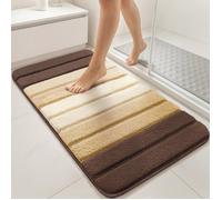 VOUNOT® Tapis de bain antidérapant en microfibre motif dégradé 50x80cm beige - Doux et absorbant - Lavable en machine