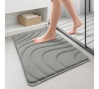 vounot® Tapis de Bain Antidérapant Très Doux et Absorbant en Microfibre à Motif Ondulé Lavable Machine Séchage Rapide pour Salle de Bain Douche Baignoire 40x60cm Gris