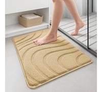 vounot® Tapis de Bain Antidérapant Très Doux et Absorbant en Microfibre à Motif Ondulé Lavable Machine Séchage Rapide pour Salle de Bain Douche Baignoire 60x90cm Beige