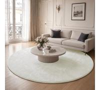 VOUNOT® Tapis de salon poils ras doux antiderapant ф200cm uni crème