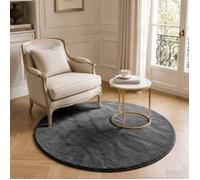VOUNOT® Tapis de salon poils ras doux antiderapant ф120cm uni anthracite