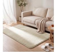 VOUNOT® Tapis de salon poils ras doux antiderapant 120x160cm uni beige