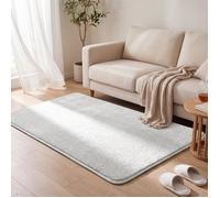 VOUNOT® Tapis de salon poils ras doux antiderapant 120x160cm uni crème