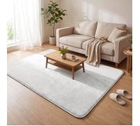 VOUNOT® Tapis de salon poils ras doux antiderapant 140x200cm uni crème