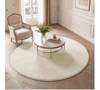 VOUNOT® Tapis de salon poils ras doux antiderapant ф160cm uni beige