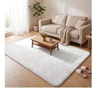 VOUNOT® Tapis de salon poils ras doux antiderapant 160x230cm uni crème