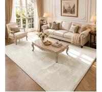 VOUNOT® Tapis de salon poils ras doux antiderapant 200x300cm uni beige