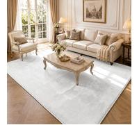 VOUNOT® Tapis de salon poils ras doux antiderapant 200x300cm uni crème