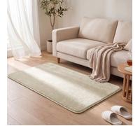 VOUNOT® Tapis de salon poils ras doux antiderapant 80x150cm uni beige