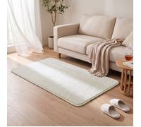 VOUNOT® Tapis de salon poils ras doux antiderapant 80x150cm uni crème