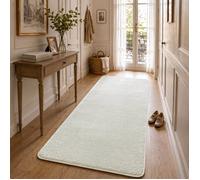 VOUNOT® Tapis de salon poils ras doux antiderapant 80x200cm uni crème