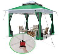 VOUNOT® Tonnelle de jardin 3,6x3,6m pliable installation facile POP UP avec moustiquaire vert