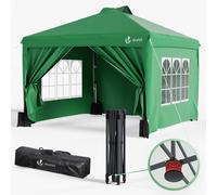 VOUNOT Tonnelle de jardin Pop-up 3x3 m – pliable, portes & fenêtres, imperméable, anti-UV – Vert