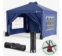 VOUNOT® Tonnelle de Jardin 3x3m Pop up Tente Pliable avec Parois Imperméable Anti UV Respirable Hauteur Réglable avec Sac de Transport Installation Facile Bleu