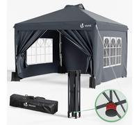 VOUNOT® Pavillon 3 x 3 m, pavillon pliable à montage rapide avec 4 parois latérales et 4 sacs de sable, gris