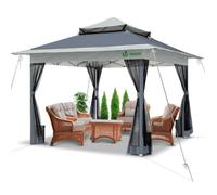 VOUNOT® Tonnelle de jardin extérieure 3,6x3,6m pliable avec moustiquaire gris