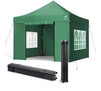 VOUNOT® Tonnelle de Jardin Pliante 3 * 3m Renforcé avec 4 Parois Mur fenêtre Tente en Polyester Imperméable pour Festival Jardin Camping Sac de Transport et Sacs de Sable Inclus Vert