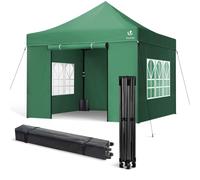 VOUNOT® Tonnelle de Jardin Renforcée 3 x 3 m Pliante avec 4 Parois Latérales et Fenêtres Barnum Robuste Sac de Transport à roulettes et Sacs de Sable Tente pour Jardin Terrasse Camping Festival Vert