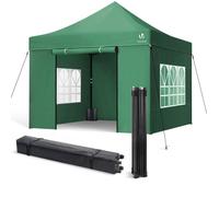VOUNOT® Tonnelle de jardin renforcée 3x3m pliable avec 4 parois et sac de transport à roulette - Imperméable et anti-UV - Vert
