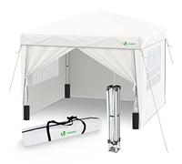 VOUNOT® Tonnelle de Jardin Tente 3x3m Pliable avec 4 Côtés et 4 Sacs de Sable Tente Pliante de Jardin pour Camping Festival Plage Jardins Sac de Transport Inclus Blanc