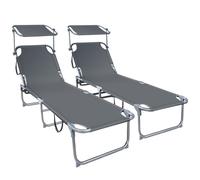 VOUNOT® Transat pare soleil Lot de 2 pcs Gris
