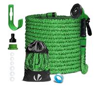 VOUNOT® Tuyau d'arrosage extensible 30m vert - 10 modes de pulvérisation - raccord et sac de rangement inclus - flexible, anti-fuite