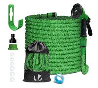 VOUNOT® Tuyau d'arrosage extensible 30m vert - 10 modes de pulvérisation - raccord et sac de rangement inclus - flexible, anti-fuite