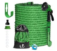 VOUNOT® Tuyau d'Arrosage Extensible 45m Adaptable 1/2" et 3/4" 10 Modes de Pulvérisation Flexible et Anti-Fuite Raccord et Sac de Rangement Fournis Vert