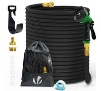 VOUNOT® Tuyau d'Arrosage Extensible 45m Renforcé Adaptable 1/2" et 3/4" 10 Modes de Pulvérisation Flexible et Anti-Fuite Raccord et Sac de Rangement Fournis Noir