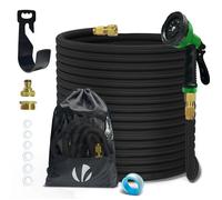 VOUNOT® Tuyau d'Arrosage Extensible 30m Renforcé Adaptable 1/2" et 3/4" 10 Modes de Pulvérisation Flexible et Anti-Fuite Raccord et Sac de Rangement Fournis Noir