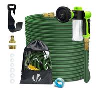 VOUNOT® Tuyau d'arrosage extensible renforcé 30m vert avec récipient savon - 8 modes - raccord et sac de rangement inclus