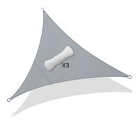 Voile d'ombrage Triangle Imperméable VOUNOT - Gris - 3x3x3m - Anti-UV - Cordes de fixation incluses