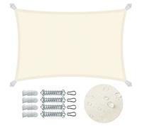 VOUNOT® Voile d'ombrage Rectangulaire en Polyester Imperméable avec Kit de Montage 3x2m Beige