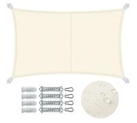 VOUNOT® Voile d'ombrage Rectangulaire en Polyester Imperméable avec Kit de Montage 3x5m Beige