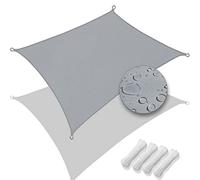 VOUNOT® Voile d'ombrage Rectangulaire Imperméable Protection UV 95% en Polyester Résistant et Respirant pour Jardin Terrasse avec Corde 3x2m Gris