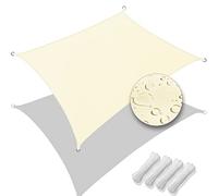 VOUNOT® Voile d'ombrage Rectangulaire Imperméable Protection UV 95% en Polyester Résistant et Respirant pour Jardin Terrasse avec Corde 3x2m Beige