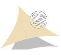 VOUNOT® Voile d'ombrage Triangle avec Le Kit de Fixation | Matière résistante aéré 100% Nouveau HDPE-180g/m2 | Bloque 90% Rayons UV | Kit de Montage Inclus |Taille 5x5x5M Ivory