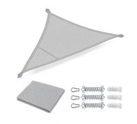 VOUNOT® Voile d'Ombrage Triangle en Polyester Solide et Respirant pour Jardin Terrasse avec Cordes de Fixation 3m Gris